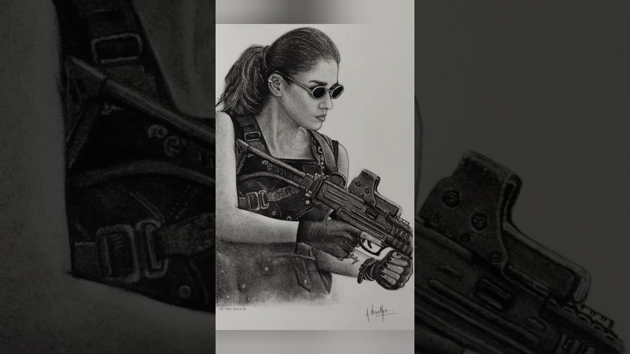 Nayanthara 🔥😎| Charcoal drawing | JAWAN NAYANTHARA | watch full video,  link in description ❤️ - YouTube